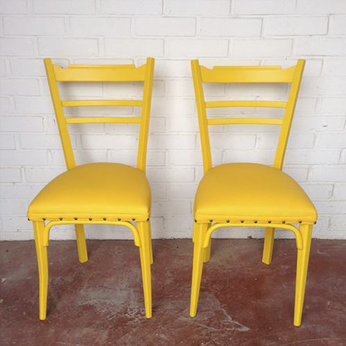sillas amarilla transformacion reciclaje restauracion muebles mobiliario vintage antiguedades decoracion interiorismo madrid toledo