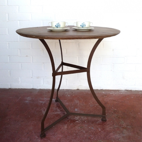 velador mesa redonda madera hierro vintage industrial madera natural roble pequeña 2