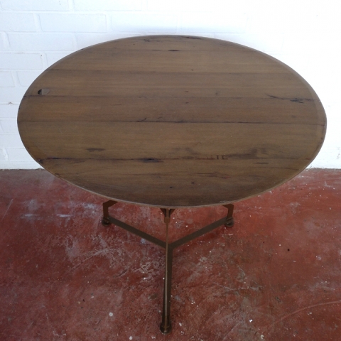 velador mesa redonda madera hierro vintage industrial madera natural roble pequeña 3